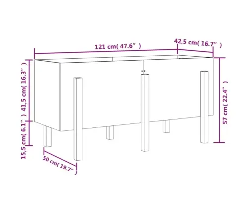 Aukštas Sodo Lovelis, Medaus Rudas, 121X50X57cm Pušies Masyvas