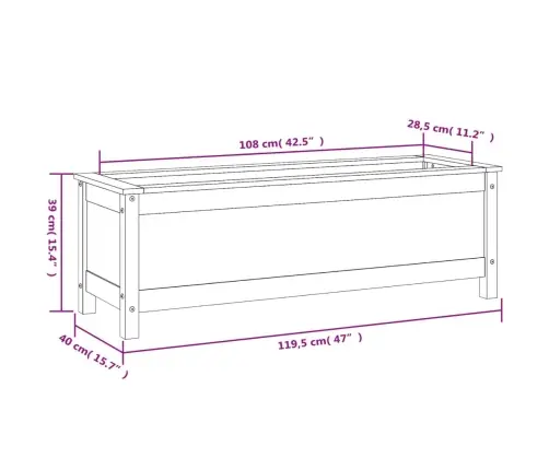 Augstā Puķu Kaste, Balta, 119,5X40X39 Cm, Priedes Masīvkoks Vidaxl