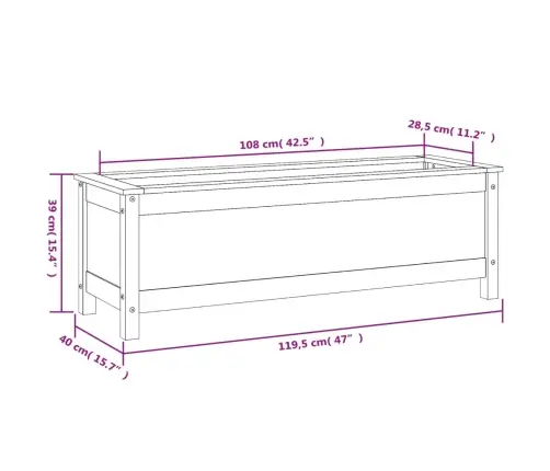Augstā Puķu Kaste, Brūna, 119,5X40X39 Cm, Priedes Masīvkoks Vidaxl