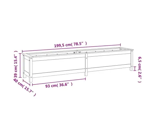 Augstā Puķu Kaste, Balta, 199,5X40X39 Cm, Priedes Masīvkoks Vidaxl