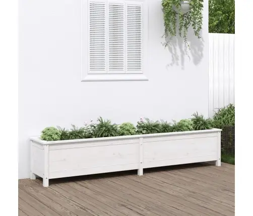 Augstā Puķu Kaste, Balta, 199,5X40X39 Cm, Priedes Masīvkoks Vidaxl