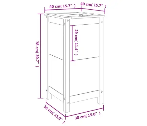 Dārza Puķu Kaste, Balta, 40X40X78 Cm, Priedes Masīvkoks Vidaxl