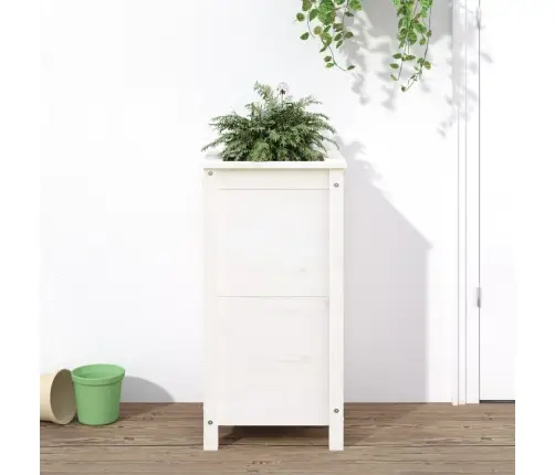 Dārza Puķu Kaste, Balta, 40X40X78 Cm, Priedes Masīvkoks Vidaxl