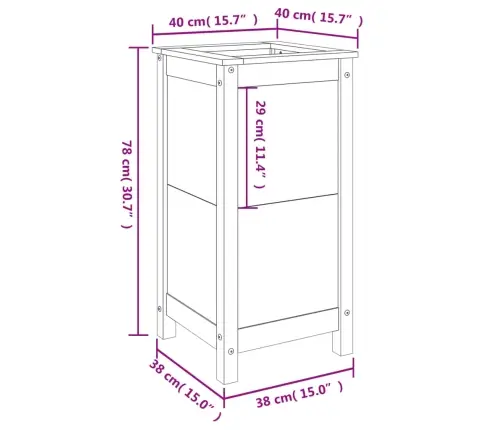 Taimekast, Must, 40X40X78 cm Männipuit