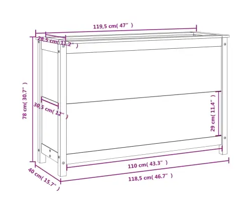 Augstā Puķu Kaste, 119,5X40X78 Cm, Priedes Masīvkoks Vidaxl