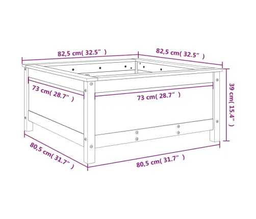 Sodo Lovelis, 82,5X82,5X39cm Pušies Medienos Masyvas