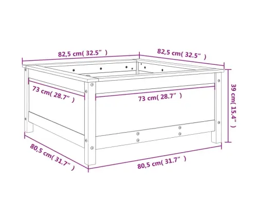 Dārza Puķu Kaste, Brūna, 82,5X82,5X39 Cm, Priedes Masīvkoks Vidaxl