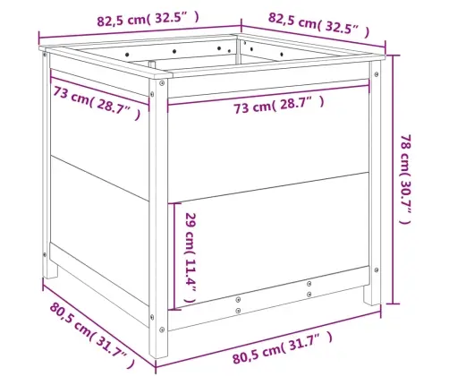 Dārza Puķu Kaste, 82,5X82,5X78 Cm, Priedes Masīvkoks Vidaxl