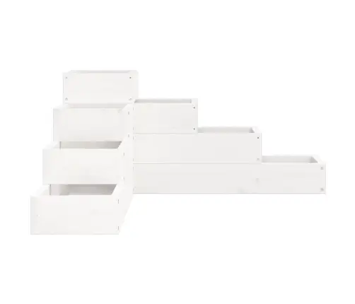 Dārza Puķu Kaste, 4 Līmeņi, 80,5X79X36 Cm, Balta, Priedes Koks Vidaxl