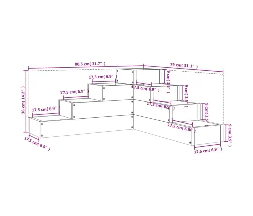 Dārza Puķu Kaste, 4 Līmeņi, 80,5X79X36 Cm, Balta, Priedes Koks Vidaxl