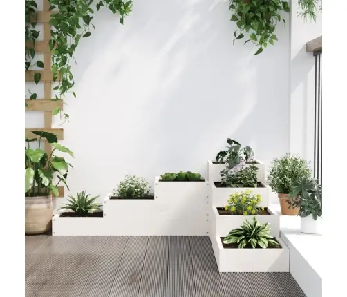 Puķu Kaste, 4 Līmeņi, 106X104,5X36 Cm, Balta, Priedes Masīvkoks Vidaxl