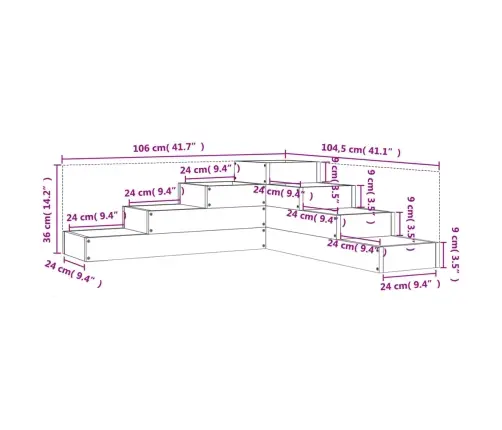 Puķu Kaste, 4 Līmeņi, 106X104,5X36 Cm, Balta, Priedes Masīvkoks Vidaxl