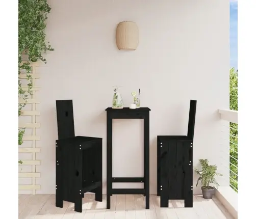 Baro Taburetės, 2Vnt., Juodos, 40X42X120cm Pušies Masyvas