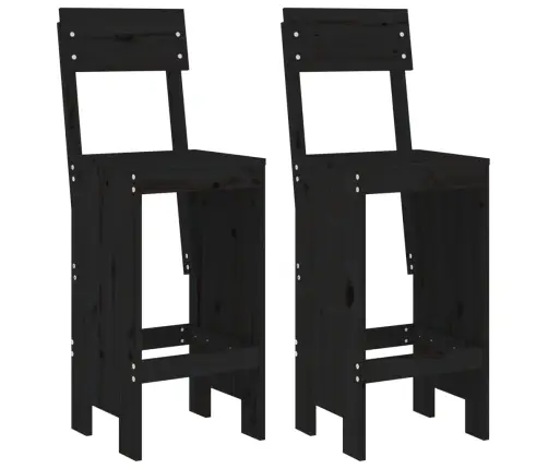 Bāra Krēsli, 2 Gab., Melni, 40X48,5X115,5 Cm, Priedes Masīvkoks Vidaxl