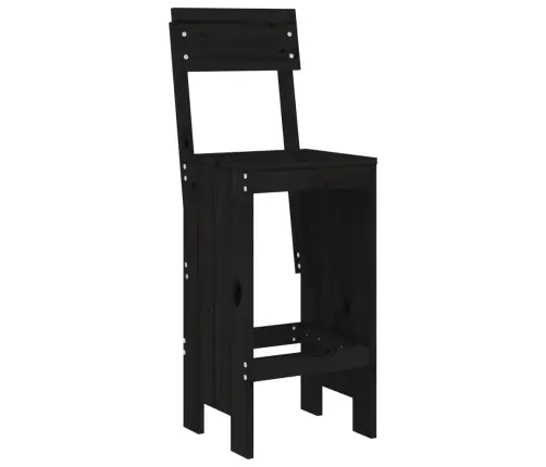 Bāra Krēsli, 2 Gab., Melni, 40X48,5X115,5 Cm, Priedes Masīvkoks Vidaxl
