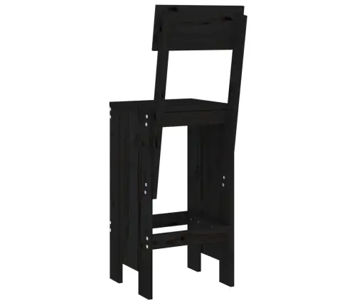Bāra Krēsli, 2 Gab., Melni, 40X48,5X115,5 Cm, Priedes Masīvkoks Vidaxl