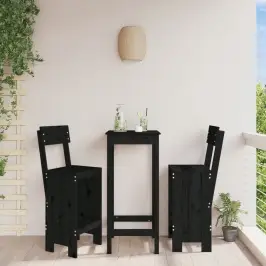 Baro Taburetės, 2Vnt., Juodos, 40X48,5X115,5cm Pušies Masyvas