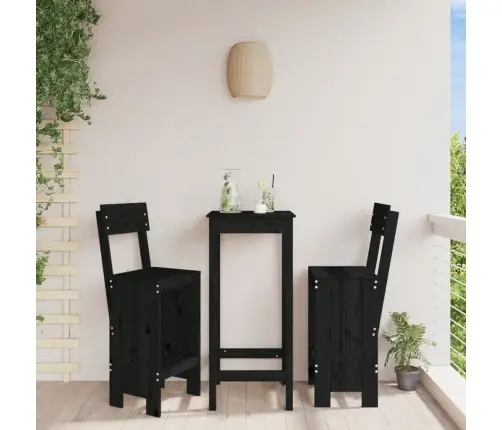 Bāra Krēsli, 2 Gab., Melni, 40X48,5X115,5 Cm, Priedes Masīvkoks Vidaxl