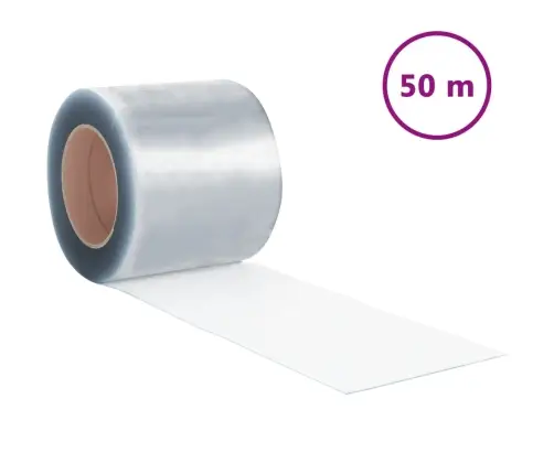 Durvju Aizkars, Caurspīdīgs, 200 Mm X 1,6 Mm, 50 M, Pvc Vidaxl