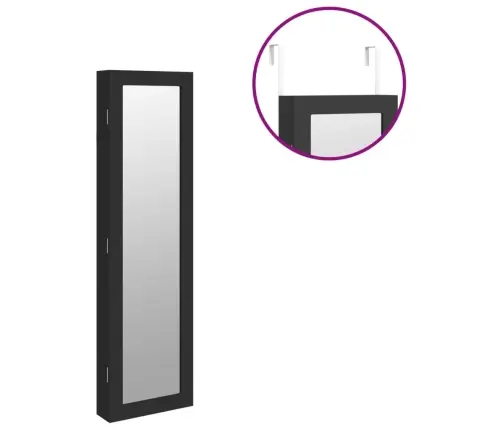 Seinale Kinnitatav Peegliga Ehetekapp, Must, 30 X 8,5 X 106 Cm