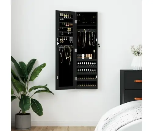 Seinale Kinnitatav Peegliga Ehetekapp, Must, 30 X 8,5 X 106 Cm