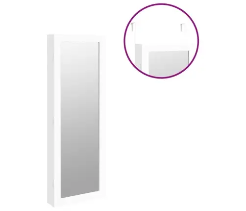 Veidrodinė Papuošalų Spintelė, Balta, 37,5X10X106cm Sieninė Veidrodinė Papuošalų Spintelė, Balta, 37,5X10X106cm Sieninė