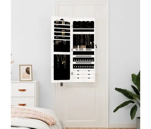 Sienas Rotaslietu Skapītis Ar Spoguli, Balts, 37,5X10X106 Cm Vidaxl