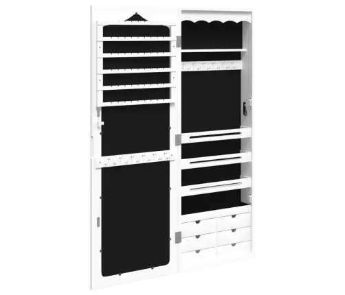 Sienas Rotaslietu Skapītis Ar Spoguli, Balts, 37,5X10X106 Cm Vidaxl