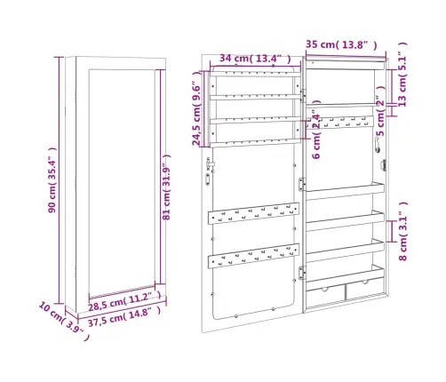 Sienas Rotaslietu Skapītis Ar Led, Melns Vidaxl