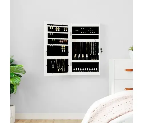 Veidrodinė Papuošalų Spintelė Su Led Apšvietimu, Baltos Spalvos