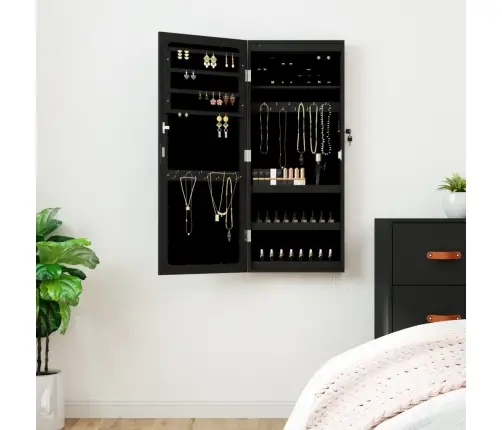 Sienas Rotaslietu Skapītis Ar Led, Melns Vidaxl