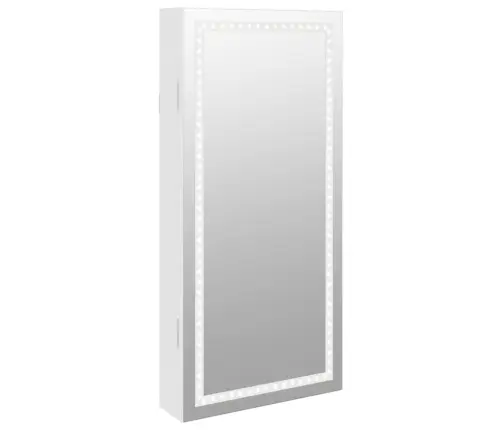 Sienas Rotaslietu Skapītis Ar Spoguli Un Led, Balts Vidaxl