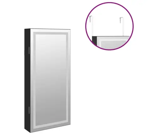 Sienas Rotaslietu Skapītis Ar Led, Melns Vidaxl