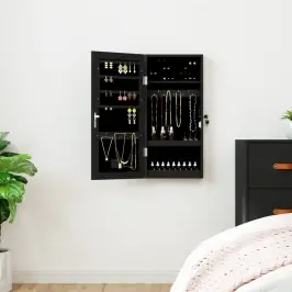 Veidrodinė Papuošalų Spintelė Su Led Apšvietimu, Juodos Spalvos