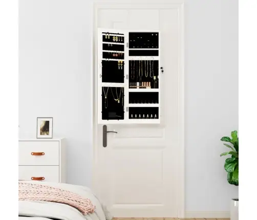 Sienas Rotaslietu Skapītis Ar Spoguli Un Led, Balts Vidaxl