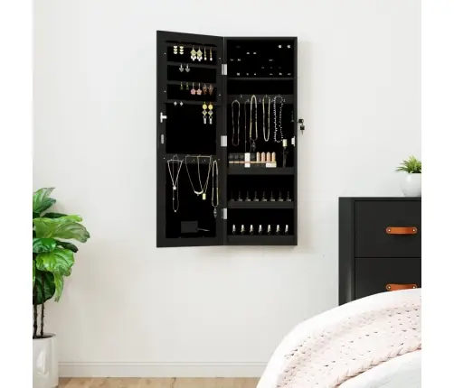 Seinale Kinnitatav Ehetekapp Peegli Ja Led-Tuledega, Must