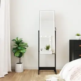 Veidrodinė Papuošalų Spintelė Su Led, Juoda, Laisvai Pastatoma