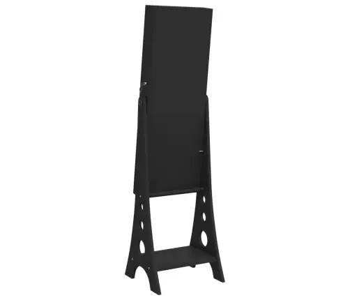 Rotaslietu Skapis Ar Spoguli, Led Gaismas, Brīvi Stāvošs, Melns Vidaxl