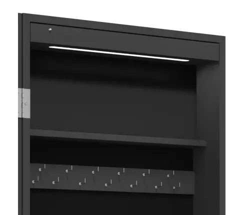 Rotaslietu Skapis Ar Spoguli, Led Gaismas, Brīvi Stāvošs, Melns Vidaxl