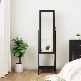 Veidrodinė Papuošalų Spintelė Su Led, Juoda, Laisvai Pastatoma