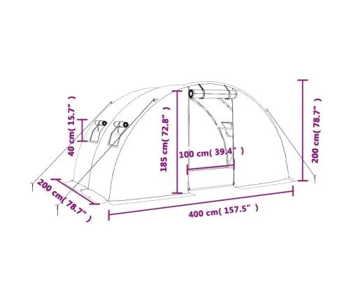 Siltumnīca Ar Tērauda Rāmi, Balta, 8 M², 4X2X2 M Vidaxl