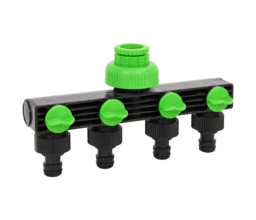 4-Virzienu Krāna Adapteris, Zaļš, Melns, 19,5X6X11 Cm, Abs, Pp Vidaxl