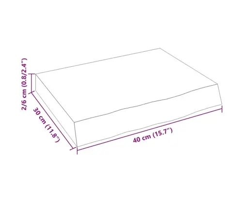 Sienas Plaukts, 40X30X(2-6) Cm, Neapstrādāts Ozola Masīvkoks Vidaxl