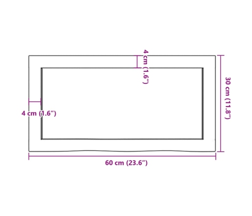 Sienas Plaukts, 60X30X(2-4) Cm, Neapstrādāts Ozola Masīvkoks Vidaxl