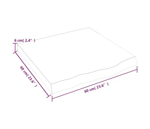 Sienas Plaukts, 60X60X(2-6) Cm, Neapstrādāts Ozola Masīvkoks Vidaxl Sienas Plaukts, 60X60X(2-6) Cm, Neapstrādāts Ozola Masīvkoks Vidaxl