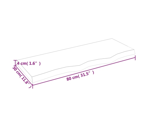 Sienas Plaukts, 80X30X(2-4) Cm, Neapstrādāts Ozola Masīvkoks Vidaxl