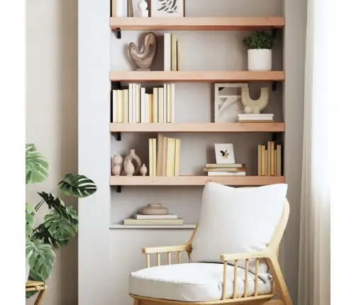 Sienas Plaukts, 80X30X(2-6) Cm, Neapstrādāts Ozola Masīvkoks Vidaxl