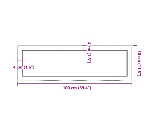 Sienas Plaukts, 100X30X(2-4) Cm, Neapstrādāts Ozola Masīvkoks Vidaxl