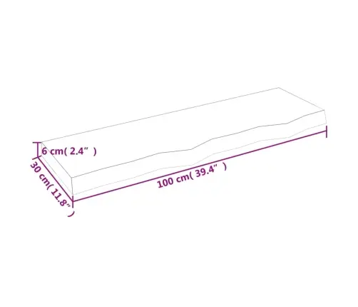 Sienas Plaukts, 100X30X(2-6) Cm, Neapstrādāts Ozola Masīvkoks Vidaxl