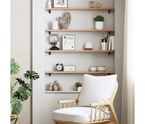 Sienas Plaukts, Gaiši Brūns, 100X10X2 Cm, Ozola Masīvkoks Vidaxl